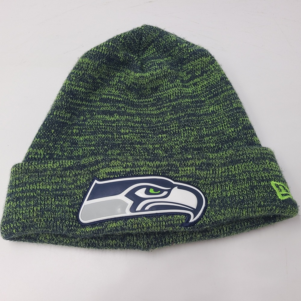 Seattle Seahawks Hat Beanie New Era Green Blue NFL Cuffed Winter Stocking Cap